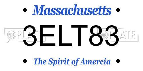 3ELT83 Massachusetts License Plate