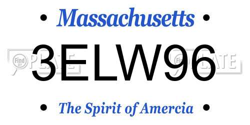 3ELW96 Massachusetts License Plate