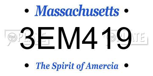 3EM419 Massachusetts License Plate