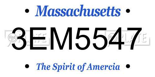 3EM5547 Massachusetts License Plate