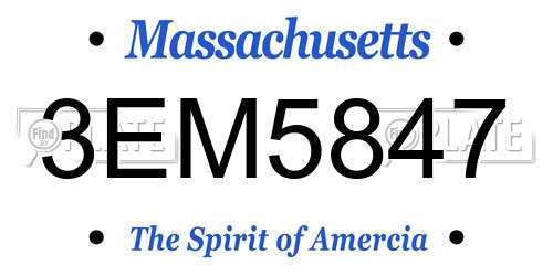 3EM5847 Massachusetts License Plate