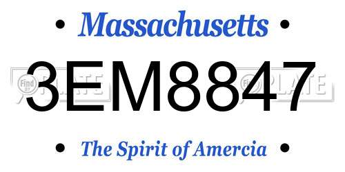 3EM8847 Massachusetts License Plate