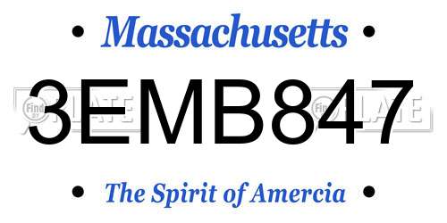 3EMB847 Massachusetts License Plate