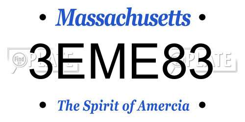 3EME83 Massachusetts License Plate