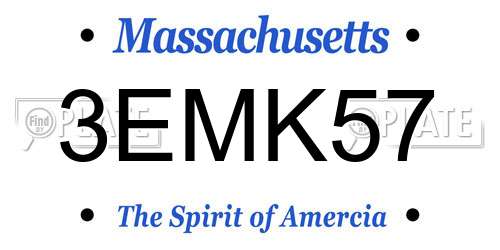 3EMK57 Massachusetts License Plate