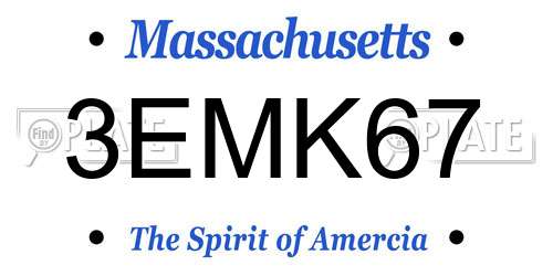 3EMK67 Massachusetts License Plate
