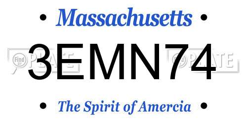 3EMN74 Massachusetts License Plate