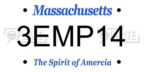 3EMP14 Massachusetts License Plate