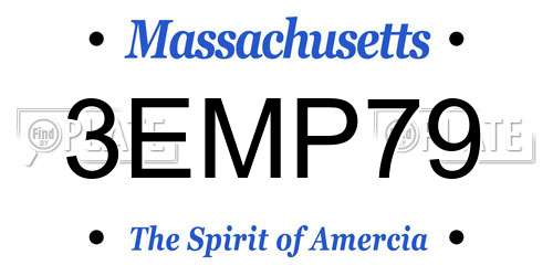 3EMP79 Massachusetts License Plate