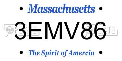 3EMV86 Massachusetts License Plate