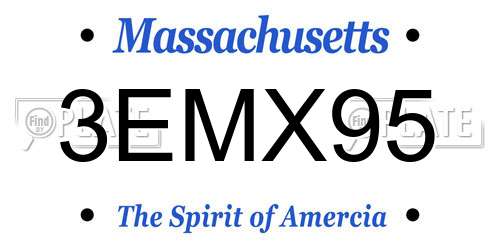 3EMX95 Massachusetts License Plate