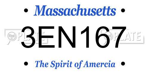 3EN167 Massachusetts License Plate