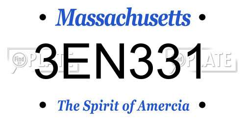 3EN331 Massachusetts License Plate