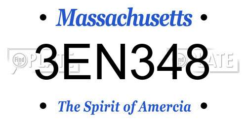 3EN348 Massachusetts License Plate