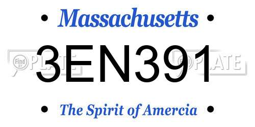 3EN391 Massachusetts License Plate