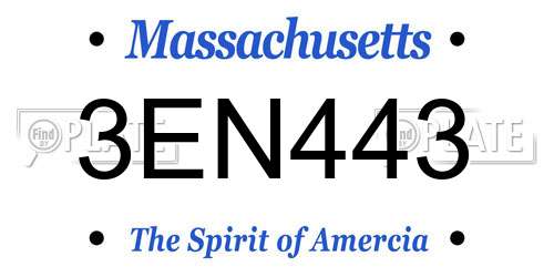 3EN443 Massachusetts License Plate
