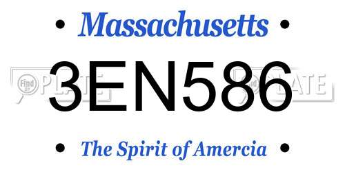 3EN586 Massachusetts License Plate