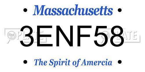 3ENF58 Massachusetts License Plate