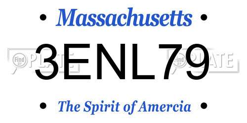 3ENL79 Massachusetts License Plate