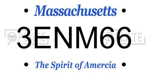 3ENM66 Massachusetts License Plate