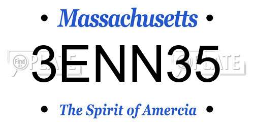 3ENN35 Massachusetts License Plate