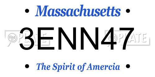 3ENN47 Massachusetts License Plate