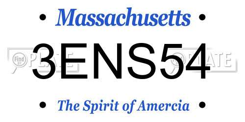 3ENS54 Massachusetts License Plate