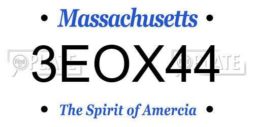 3EOX44 Massachusetts License Plate