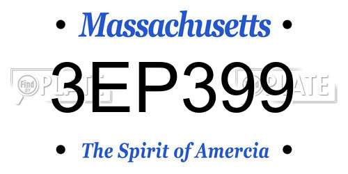 3EP399 Massachusetts License Plate