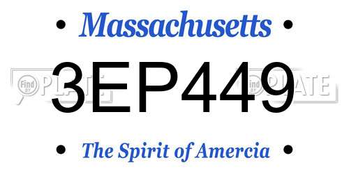 3EP449 Massachusetts License Plate