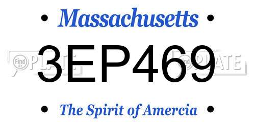 3EP469 Massachusetts License Plate