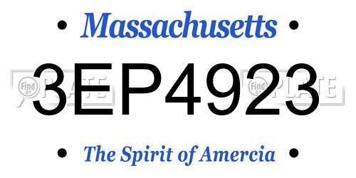3EP4923 Massachusetts License Plate