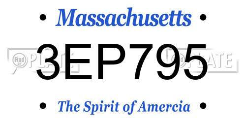3EP795 Massachusetts License Plate