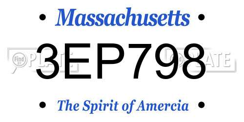 3EP798 Massachusetts License Plate