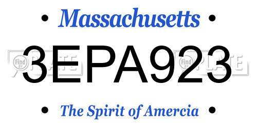 3EPA923 Massachusetts License Plate