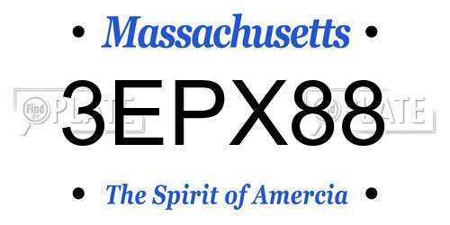 3EPX88 Massachusetts License Plate