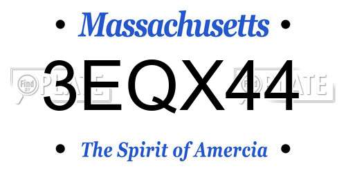 3EQX44 Massachusetts License Plate