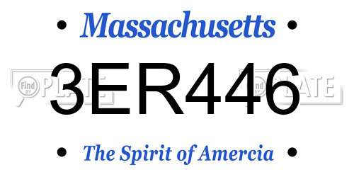3ER446 Massachusetts License Plate