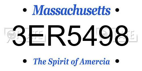 3ER5498 Massachusetts License Plate