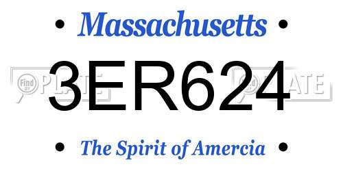 3ER624 Massachusetts License Plate
