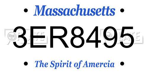 3ER8495 Massachusetts License Plate