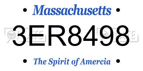3ER8498 Massachusetts License Plate