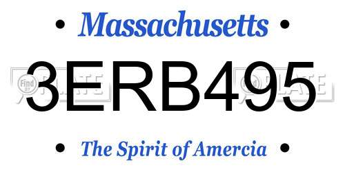 3ERB495 Massachusetts License Plate