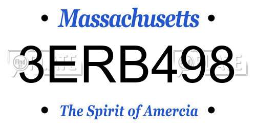 3ERB498 Massachusetts License Plate