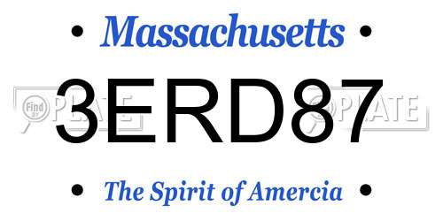 3ERD87 Massachusetts License Plate