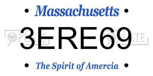 3ERE69 Massachusetts License Plate