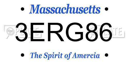 3ERG86 Massachusetts License Plate