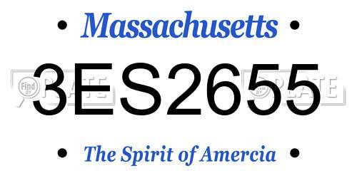 3ES2655 Massachusetts License Plate