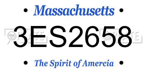 3ES2658 Massachusetts License Plate