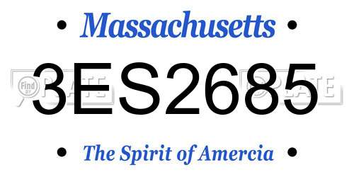 3ES2685 Massachusetts License Plate